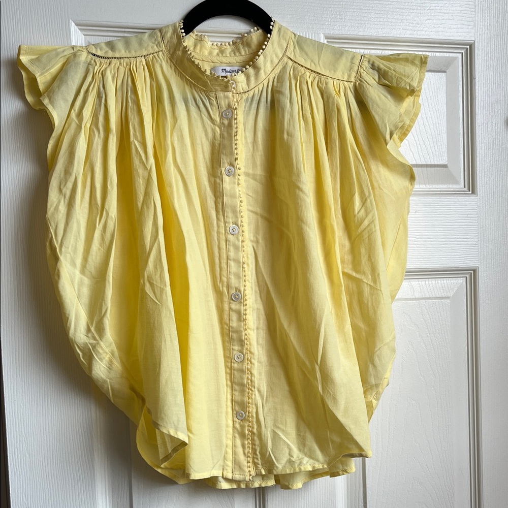 Madewell Shirred Lace-Trim Top